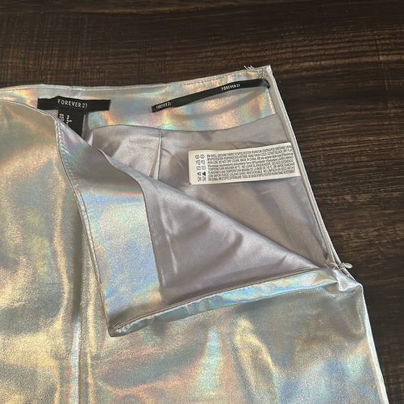 Metallic Silver Forever 21 Skirt Sz: S - Picture 3 of 4